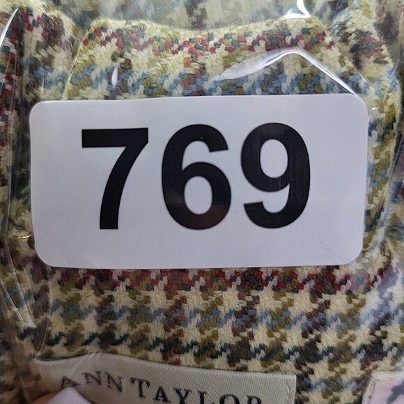 Ann Taylor Wool Blazer Jacket Houndstooth Green Plaid Sz 6 Vintage Y2K - Picture 11 of 11